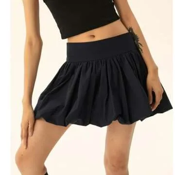Yojeasrio Women Y2k Bubble Mini Skirt Ruffle Hem Pleated Short Skirts High Waist Puffy A-Line Flared Skirt Streetwear