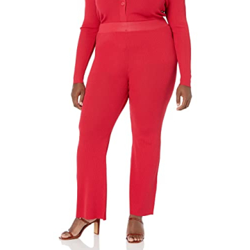 The Drop Women's Ellison Rib Flare Leg Sweater Pant, Candy Apple Red, XS