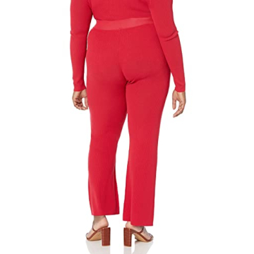 The Drop Women's Ellison Rib Flare Leg Sweater Pant, Candy Apple Red, XS