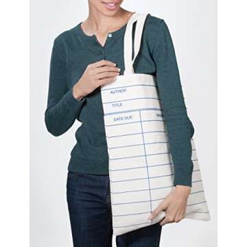 Out of Print Library Card Tote Bag Natural, 14 X 18 Inches