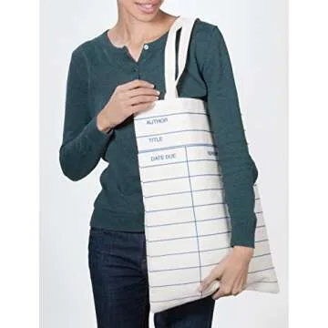 Out of Print Library Card Tote Bag Natural, 14 X 18 Inches