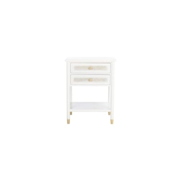 Safavieh Home Collection Ahab White/Gold 2-Drawer 1-Shelf Accent Table (Fully Assembled) ACC6606B