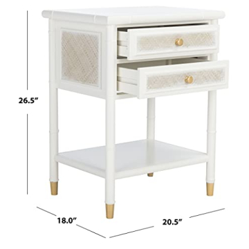 Safavieh Home Collection Ahab White/Gold 2-Drawer 1-Shelf Accent Table (Fully Assembled) ACC6606B