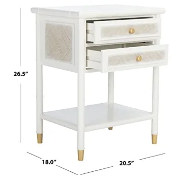 Safavieh Home Collection Ahab White/Gold 2-Drawer 1-Shelf Accent Table (Fully Assembled) ACC6606B