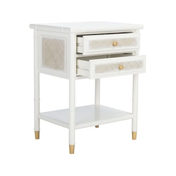 Safavieh Home Collection Ahab White/Gold 2-Drawer 1-Shelf Accent Table (Fully Assembled) ACC6606B