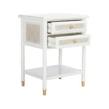 Safavieh Home Collection Ahab White/Gold 2-Drawer 1-Shelf Accent Table (Fully Assembled) ACC6606B