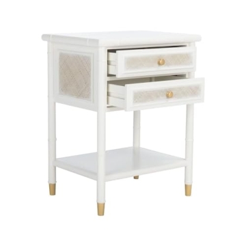 Safavieh Home Collection Ahab White/Gold 2-Drawer 1-Shelf Accent Table (Fully Assembled) ACC6606B