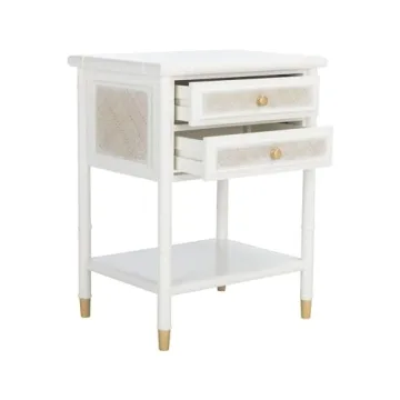 Safavieh Home Collection Ahab White/Gold 2-Drawer 1-Shelf Accent Table (Fully Assembled) ACC6606B