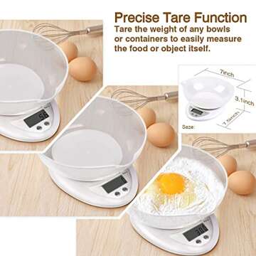 Digital Food Scale, LATOW Food Kitchen Scale Digital Cooking Weight Scale Food Scale Bowl with Ounce Grams High Accuracy Tare Auto Off Multifunctional Function(Battery Included)