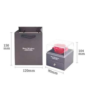 U UQUI Preserved Rose Gifts with I Love You Heart Necklace 100 Languages, Birthday Gifts for Women Mom Her Wife Girlfriend, Forever Eternal Flower for Mothers Day Anniversary, Red