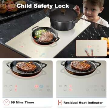 Karinear Electric Cooktop with Timer & Child Lock