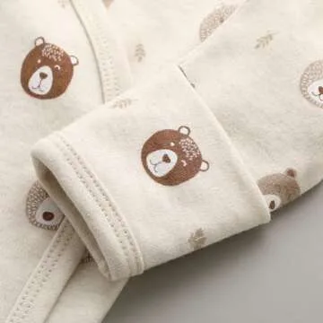 O2 BABY 100% Organic Cotton Kimono Gown with Mittens & Fold-Over Pouch