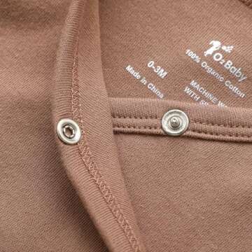 O2 BABY 100% Organic Cotton Kimono Gown with Mittens & Fold-Over Pouch