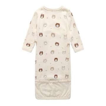 O2 BABY 100% Organic Cotton Kimono Gown with Mittens & Fold-Over Pouch