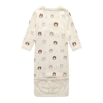 O2 BABY 100% Organic Cotton Kimono Gown with Mittens & Fold-Over Pouch