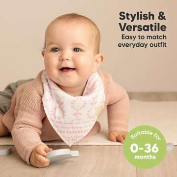 8-Pack Organic Baby Bandana Bibs for Girls - Stylish & Absorbent