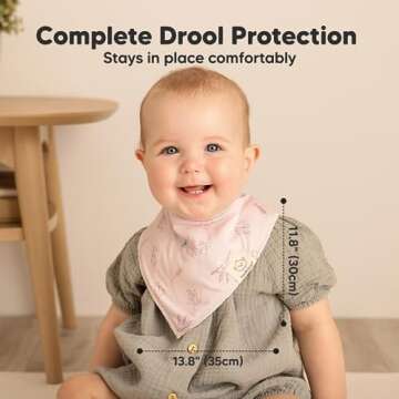 8-Pack Organic Baby Bandana Bibs for Girls - Stylish & Absorbent