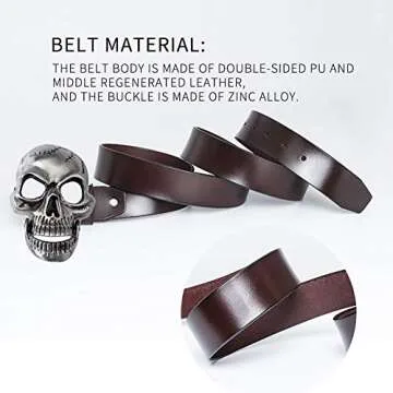 Moolecole Skull Head Leather Belt for Stylish Men