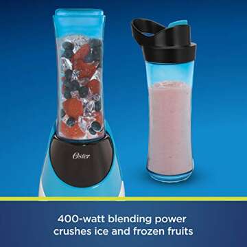 Oster BLSTPB-WBL My Blend 250-Watt Blender with Travel Sport Bottle, Light Powder Blue