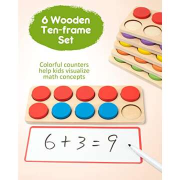 SYNARRY Wooden Ten-Frame Set for Engaging Math Learning in Kids