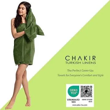 Chakir Turkish Linens | Hotel & Spa Quality 100% Cotton Premium Turkish Towels | Soft & Absorbent (8-Piece Towel Sets, Moss)