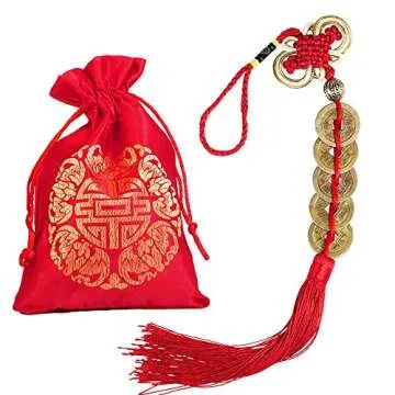 Supla 16 Pcs Chinese Lucky Coins Decorations Feng Shui Coins Ornaments Hanging Good Fortune Coins Or...