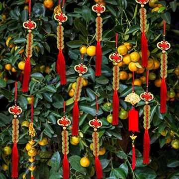 Supla 16 Pcs Chinese Lucky Coins Decorations Feng Shui Coins Ornaments Hanging Good Fortune Coins Ornaments Red Chinese Knot Luck Charm and fu Bags for Asian Lunar New Year 2025 Year of The Snake