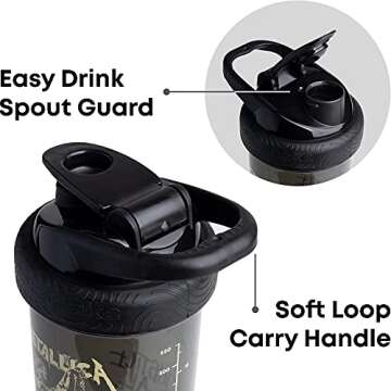 Smartshake Revive Metallica Protein Shaker Bottle with Storage – 750ml Protein Shake Bottles Metallica Merchandise Gift Shaker Cup, Guitar Gifts for Men, Rock Band Collection