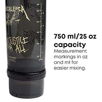 Smartshake Revive Metallica Protein Shaker Bottle with Storage – 750ml Protein Shake Bottles Metallica Merchandise Gift Shaker Cup, Guitar Gifts for Men, Rock Band Collection