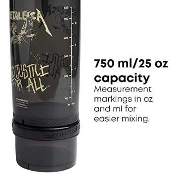 Smartshake Revive Metallica Protein Shaker Bottle with Storage – 750ml Protein Shake Bottles Metallica Merchandise Gift Shaker Cup, Guitar Gifts for Men, Rock Band Collection