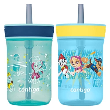 Contigo Paw Patrol Spill-Proof Kids Tumbler with Straw | BPA-Free Plastic Water Bottle | 14oz, 2-Pac...