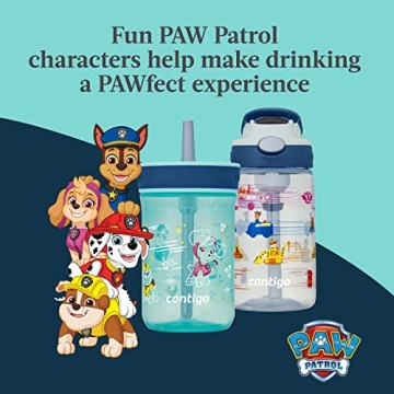 Contigo Paw Patrol Spill-Proof Kids Tumbler with Straw | BPA-Free Plastic Water Bottle | 14oz, 2-Pack for Home, School, Travel
