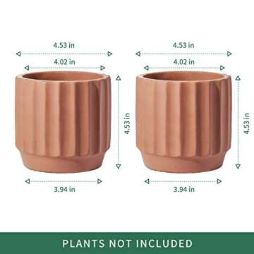 POTEY Cement Indoor Plant Pots - Durable Decor with Drain Hole