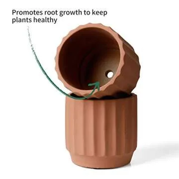 POTEY Cement Indoor Plant Pots - Durable Decor with Drain Hole