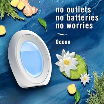 Febreze Small Spaces Air Freshener, Odor-Fighting, Plug In Alternative, Air Fresheners for Home and Bathroom and Kitchen, Ocean Scent, 4 Count (Pack of 1)