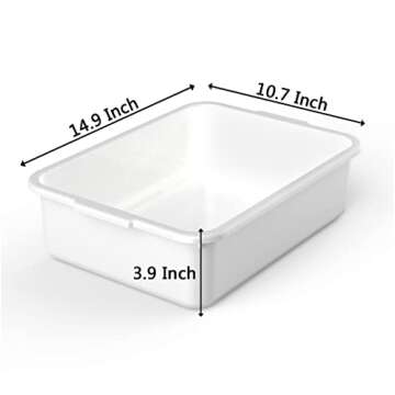 5-Pack Commercial Bus Tubs Box/Tote Box, White Plastic Storage Bin with Handles/Wash Basin Tub (8 Li...
