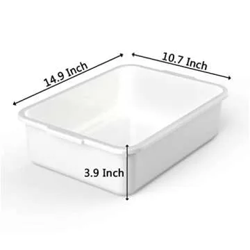 5-Pack Commercial Bus Tubs Box/Tote Box, White Plastic Storage Bin with Handles/Wash Basin Tub (8 Li...