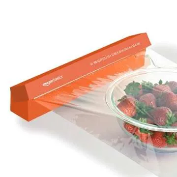 Amazon Basics Plastic Wrap, 300 Sq Ft, Pack of 3, 100 Sq Ft Rolls