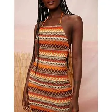 Floerns Women's Asymmetrical Fringe Hem Sleeveless Dress