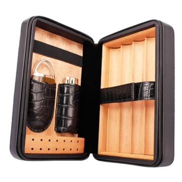 TOIKA Elegant Cigar Humidor with Cutter and Lighter Set