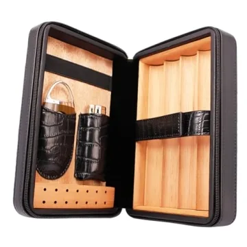 TOIKA Elegant Cigar Humidor with Cutter and Lighter Set