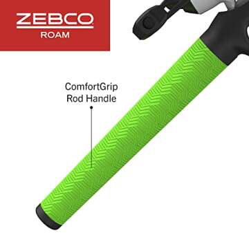 Zebco Roam Spincast Reel and Telescopic Fishing Rod Combo, Extendable 18.5-Inch to 6-Foot Telescopic Fishing Pole with ComfortGrip Handle, Quickset Anti-Reverse Fishing Reel, Green, 30