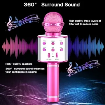 IJO Bluetooth Karaoke Microphone for Kids 3-10