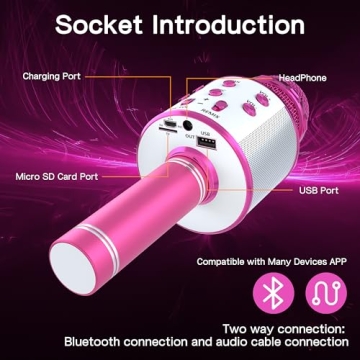 IJO Bluetooth Karaoke Microphone for Kids 3-10