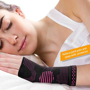 ABYON Wrist Compression Sleeves (Pair) for Carpal Tunnel and Pain Relief Treatment,Wrist Support for Women and Men.Breathable and Sweat-Absorbing carpal tunnel wrist brace