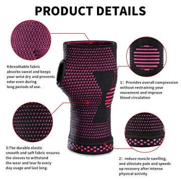 ABYON Wrist Compression Sleeves (Pair) for Carpal Tunnel and Pain Relief Treatment,Wrist Support for Women and Men.Breathable and Sweat-Absorbing carpal tunnel wrist brace