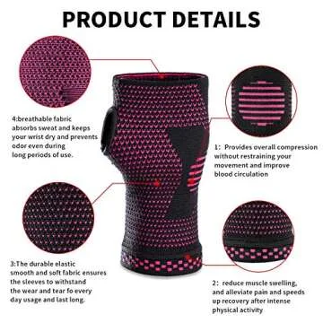 ABYON Wrist Compression Sleeves (Pair) for Carpal Tunnel and Pain Relief Treatment,Wrist Support for Women and Men.Breathable and Sweat-Absorbing carpal tunnel wrist brace