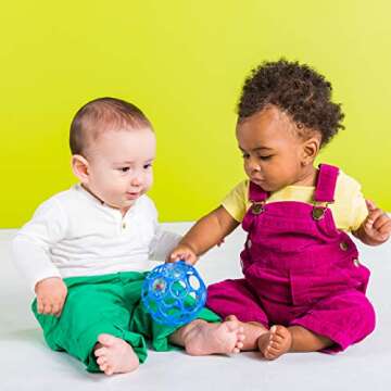 Bright Starts Oball Easy-Grasp Rattle BPA-Free Infant Toy in Blue, Age Newborn and up, 4 Inches