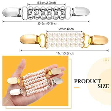 Canlierr 4 Pcs Sweater Shawl Clip Retro Cardigan Collar Dress Shirt Clip Waist Back Cincher Rhinesto...