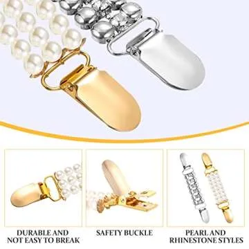 Canlierr 4 Pcs Sweater Shawl Clip Retro Cardigan Collar Dress Shirt Clip Waist Back Cincher Rhinestone Pearl Brooch for Women Girl(Pearl and Rhinestone Style)